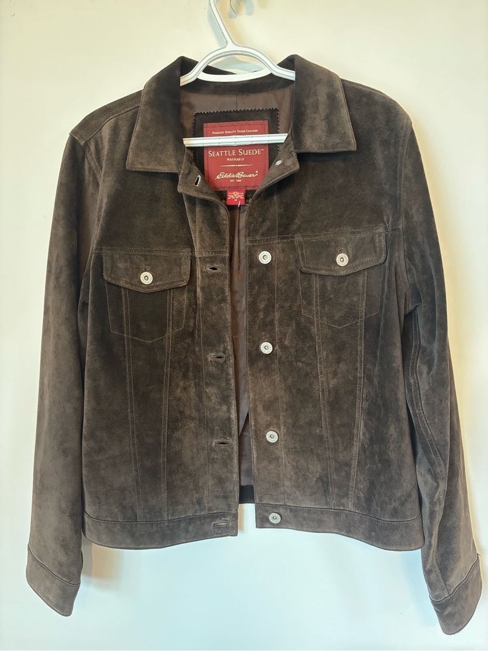 Eddie Bauer Seattle Suede Brown Suede Jacket machine washable